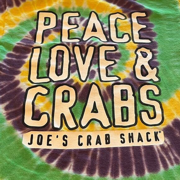 Joe's Crab Shack Peace Love & Crabs tie dye t-shirt short sleeve no sizetag neon - Picture 1 of 8